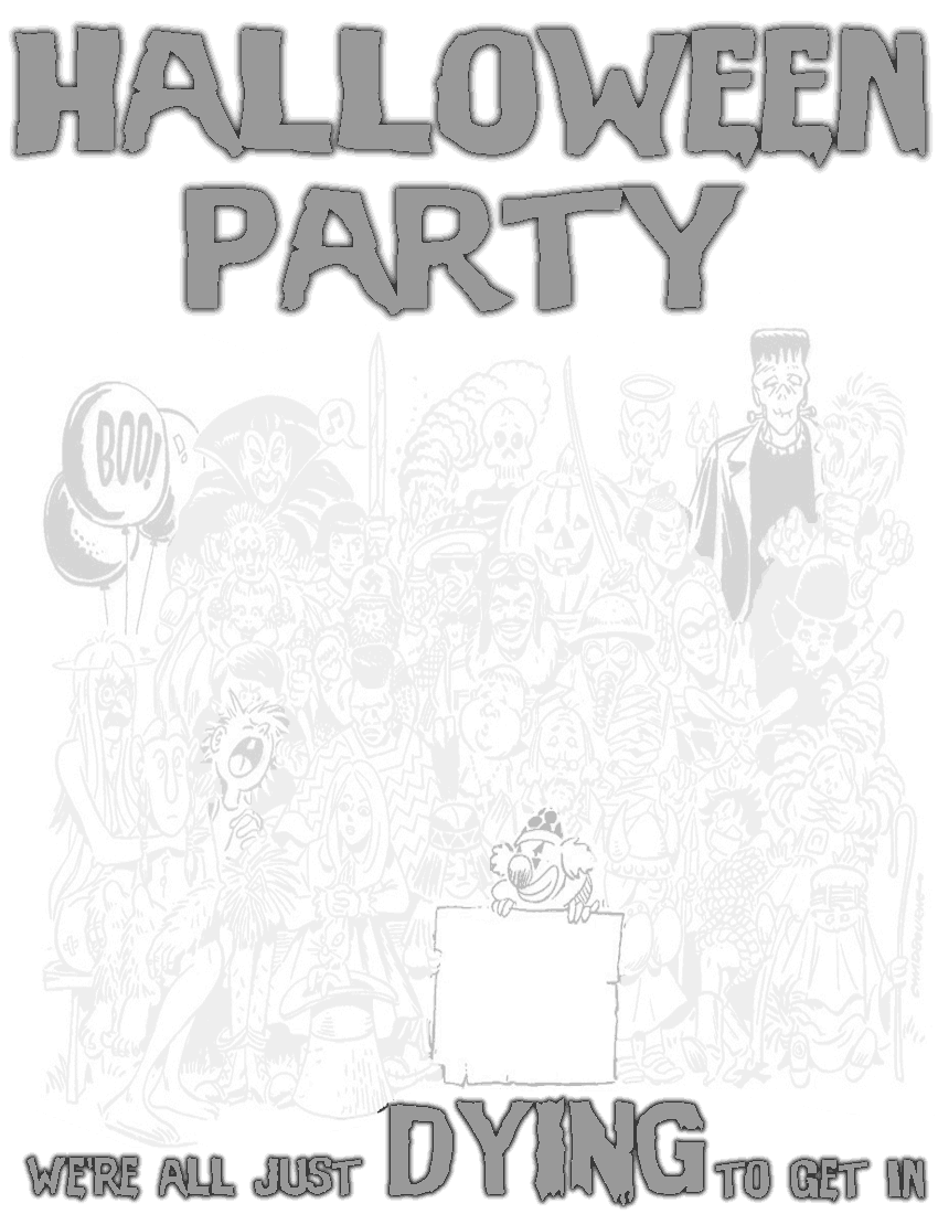 Halloween party page BW