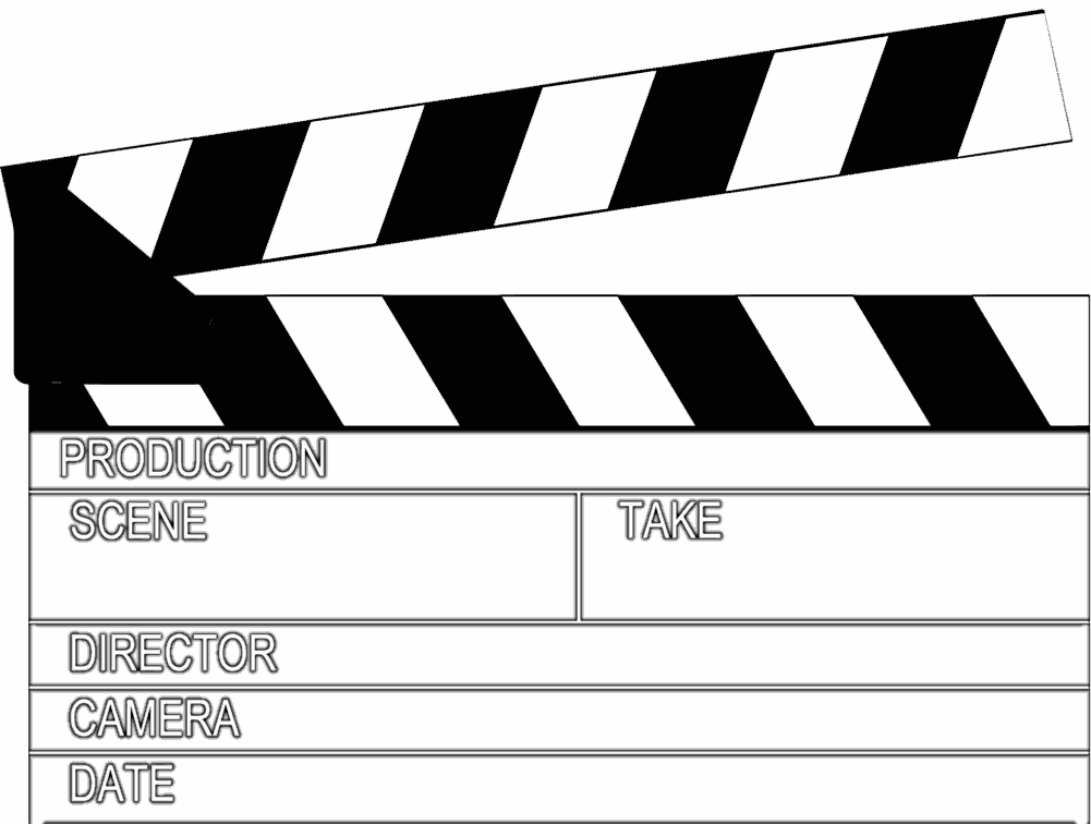 movie clapperboard page white