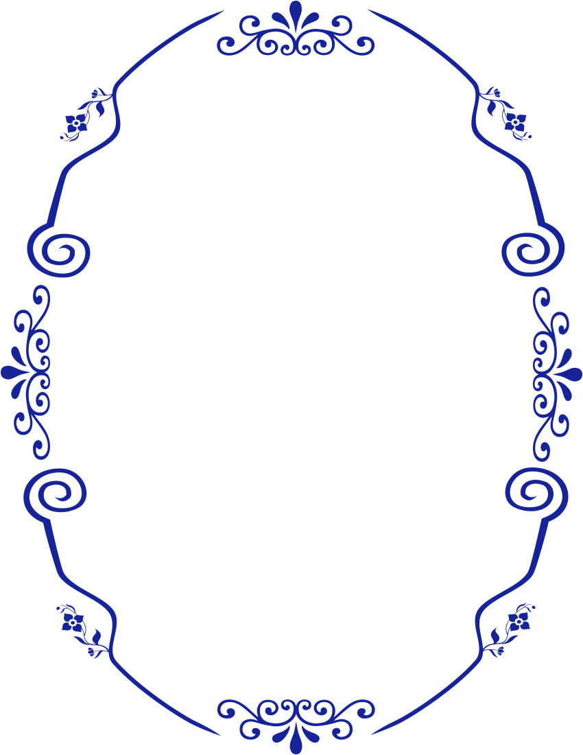 oval floral blue