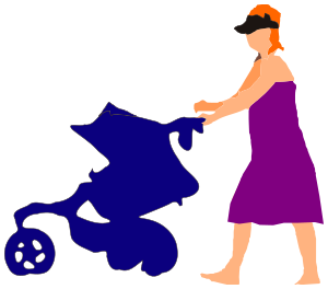 lady pushing stroller