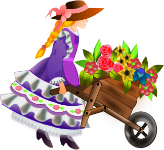 flower girl with flower wagon