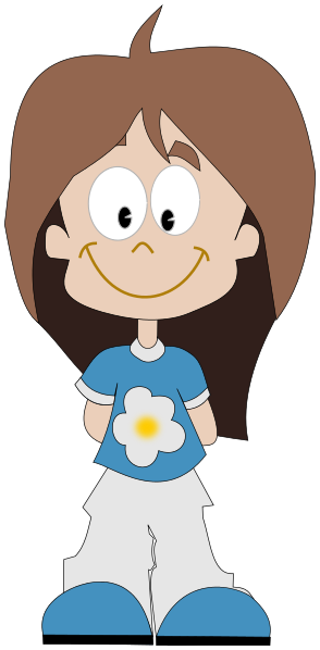 girl smiling flower shirt