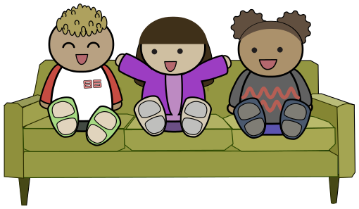 kids on a sofa