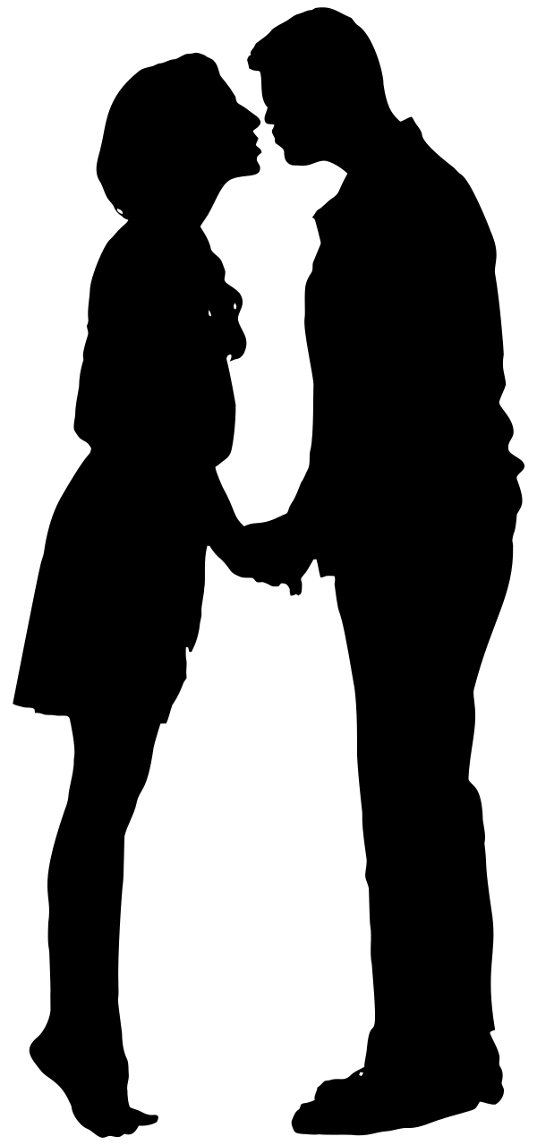 couple about to kiss silhouette