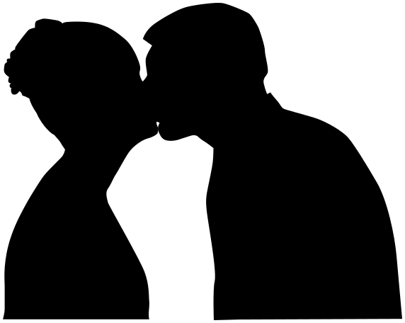 kiss couple silhouette
