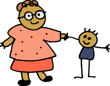 Mom holding child hand