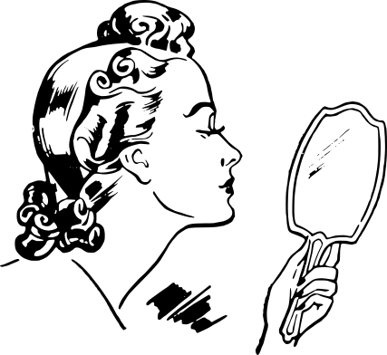 woman hand mirror