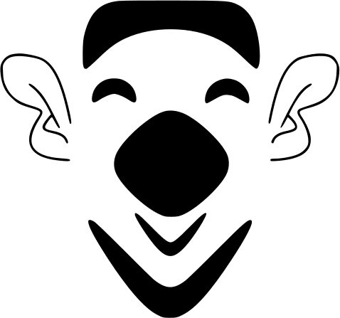 laughing bearded clown face BW