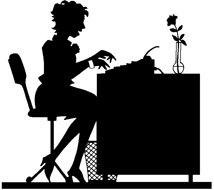 secretary silhoette typing