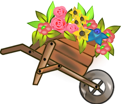 wagon filled with flowers