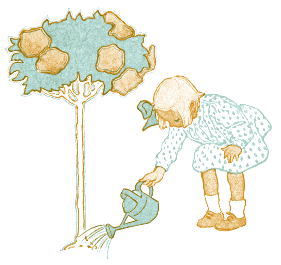 girl watering tree