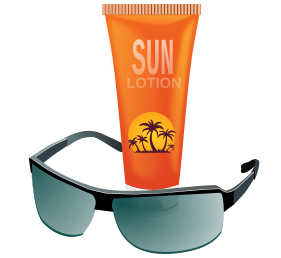 sunglasses w sun tan lotion