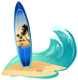 surfboard and wave