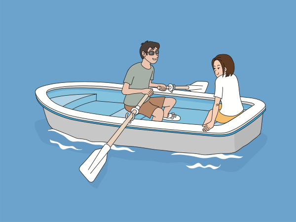 couple in rowboat