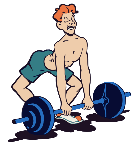 Weight Training boy cartoon
