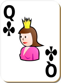 White deck Queen of clubs
