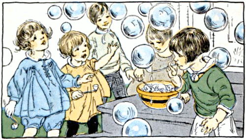 kids blowing bubbles