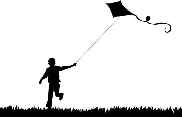 flying kite silhouette
