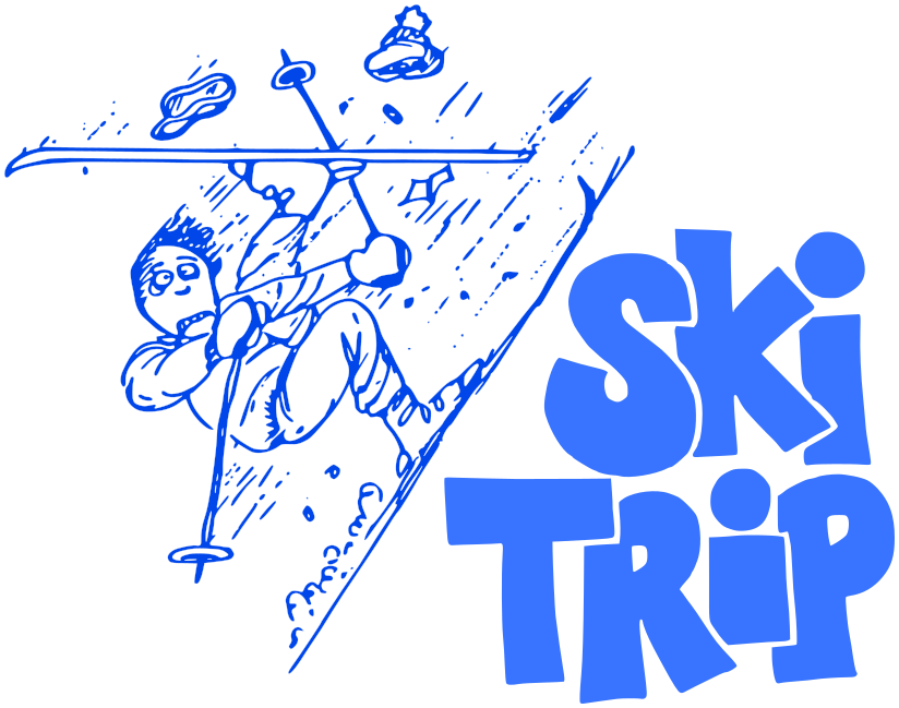 ski trip w words blue