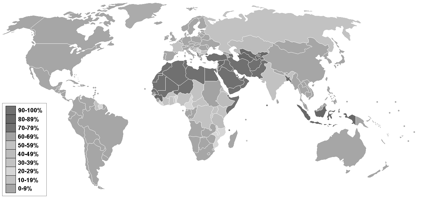 Islam percentage by country