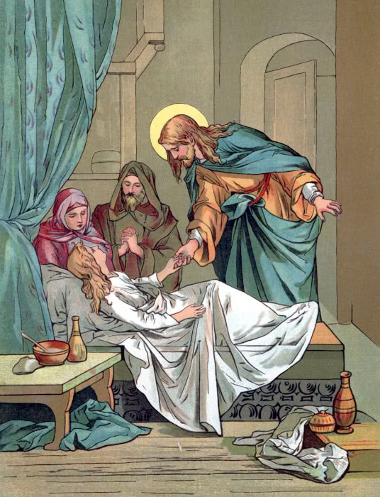 Jesus curing the little maid