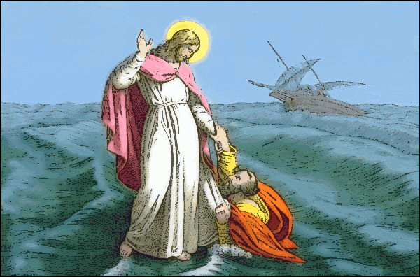Jesus Christ walking on water
