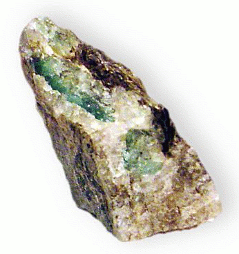 Beryl  variety Emerald w quartz and biotite Beryllium aluminum silicate