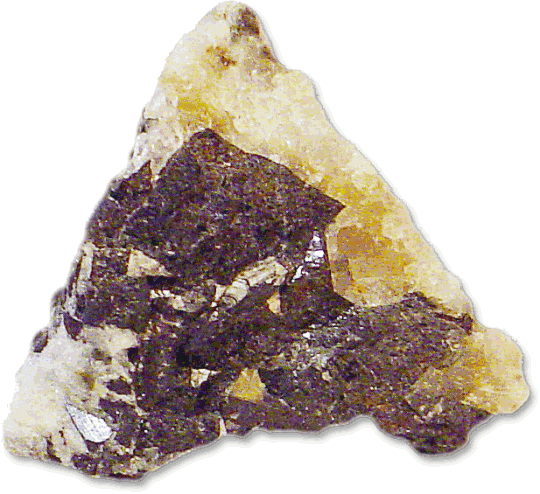 Ilvanite  with quartz and limonite Calcium iron silicate