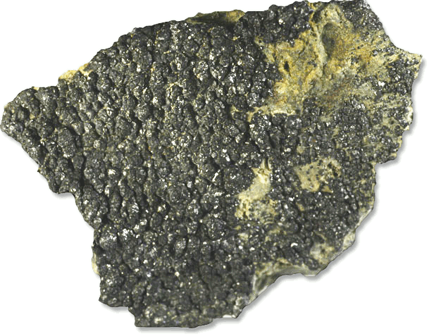 Metacinnabar  crust of small black crystals