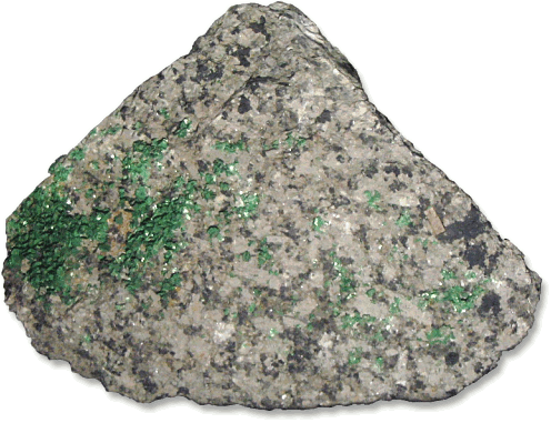 Metatorbernite  green platy crystals on granite