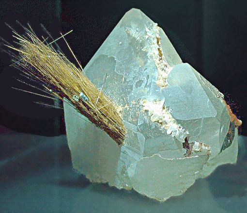 Rutile needles in quartz