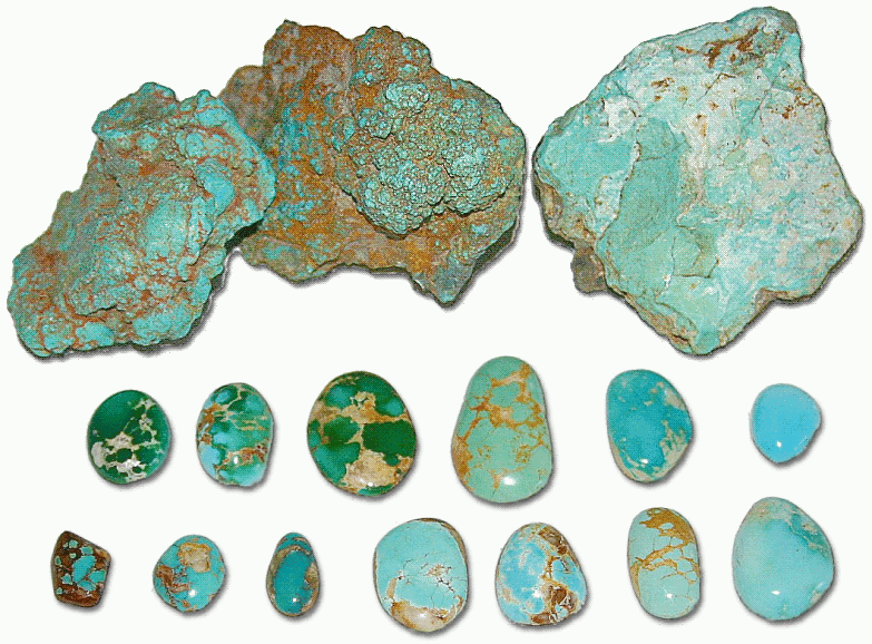 Turquoise  both untreated and polished