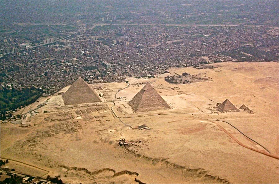 Giza pyramids from air