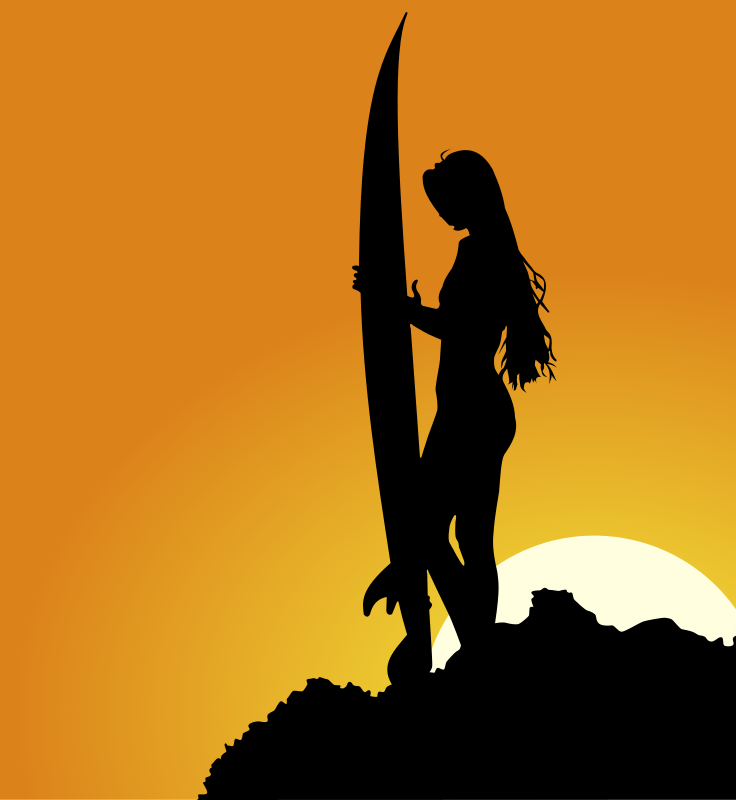 surfer girl silhouette