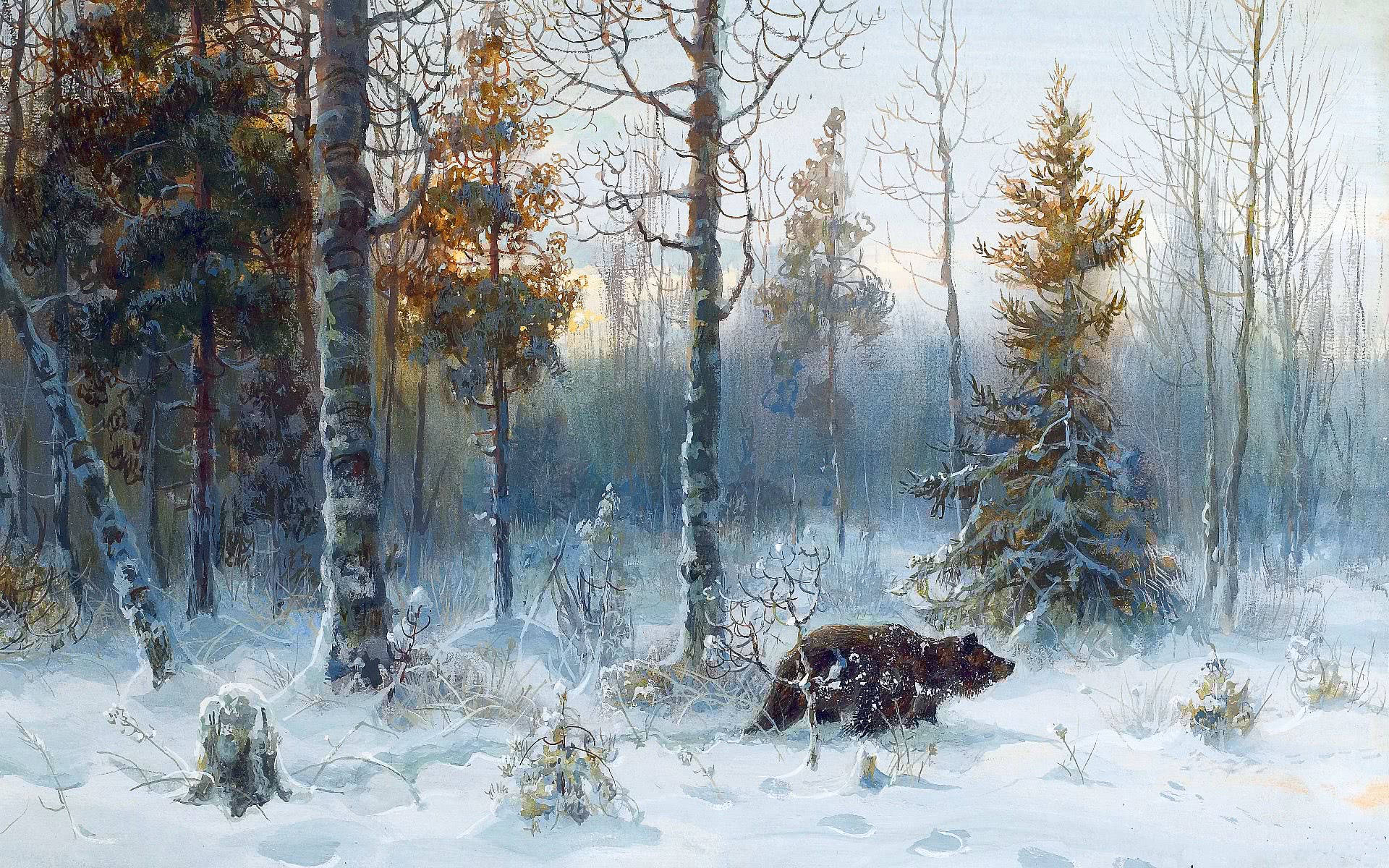 Winter Landscape Bear
