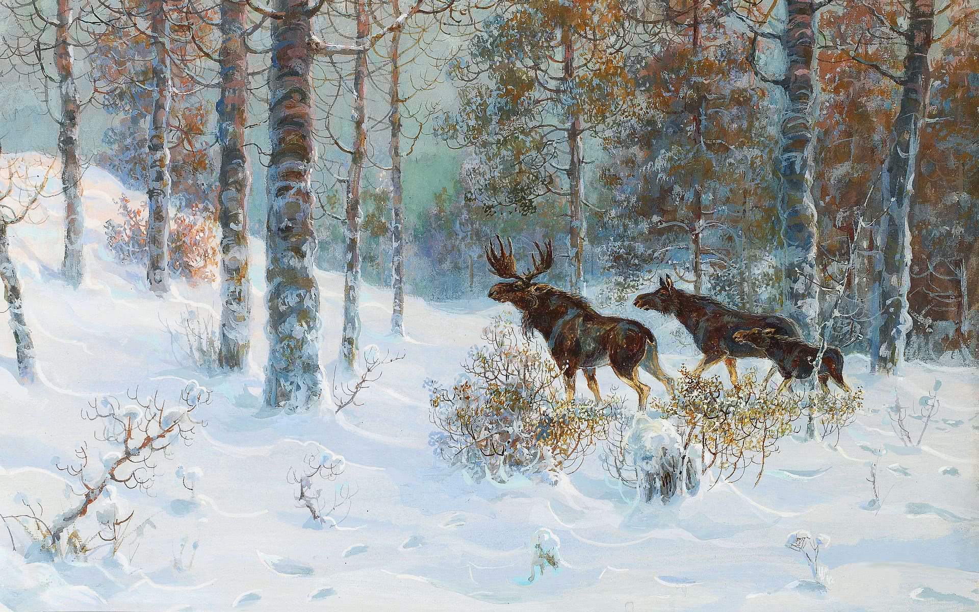 winter moose family