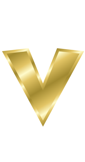 gold letter v