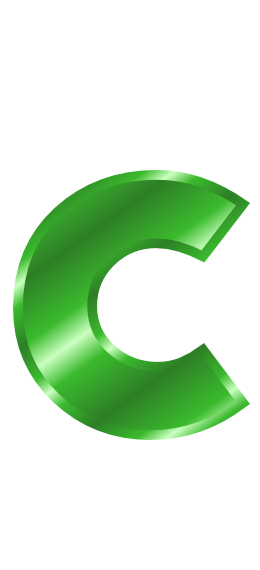 green metal letter c