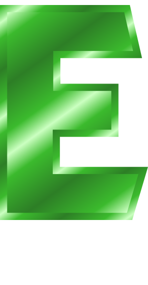 green metal letter capitol E