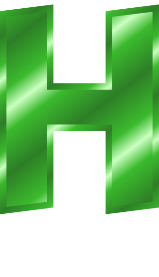 green metal letter capitol H