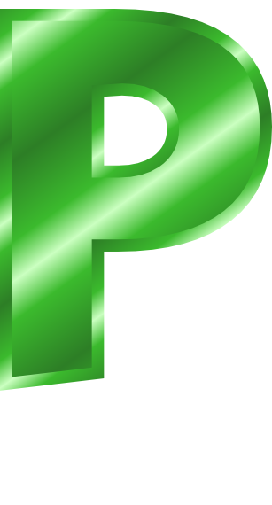 green metal letter capitol P