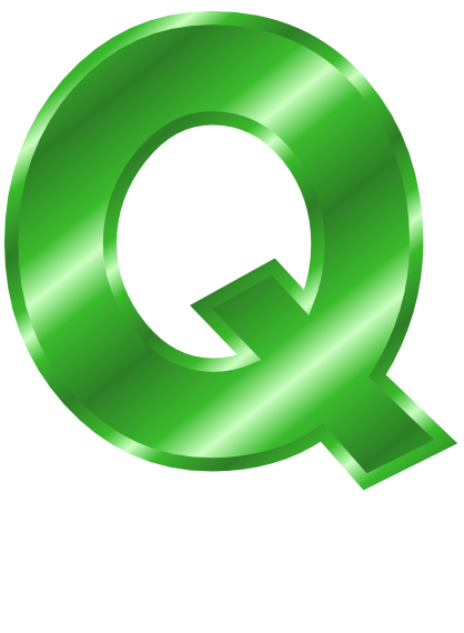 green metal letter capitol Q