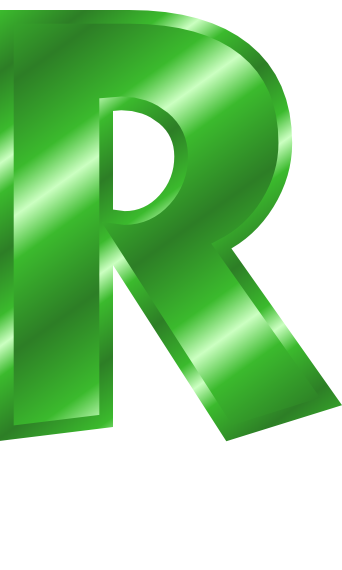 green metal letter capitol R