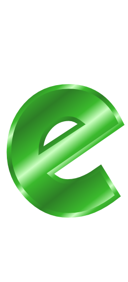 green metal letter e