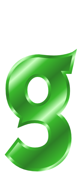 green metal letter g