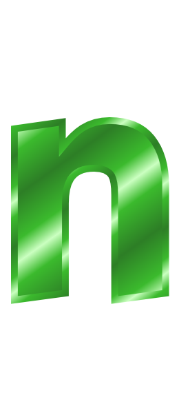green metal letter n