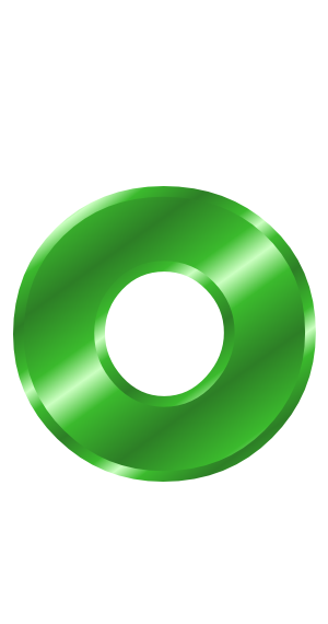 green metal letter o