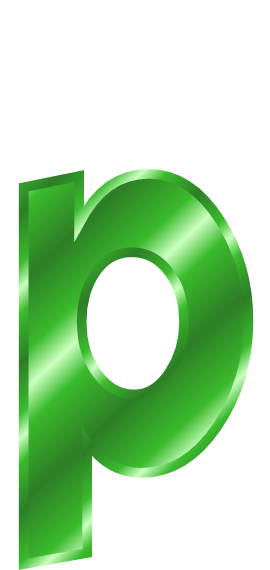 green metal letter p