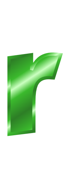 green metal letter r
