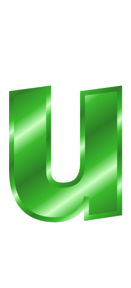 green metal letter u